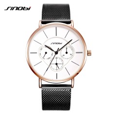 SINOBI 9738 Fashion Wanita Hitam Watches 2018 Tampilan Minggu Ultra Tipis QUARTZ Watch Wanita Gaun Ladies Watch Perhiasan Montre Femme -Intl