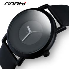 SINOBI Laki-laki Sederhana For Merek Mewah Jam Santai Hitam Jam Tangan Kulit Jenewa Jam Kuarsa 9372 (HITAM)