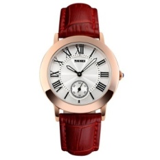 SKMEI 1083 Korea Retro Vintage Wanita Fashion Elegan Emas Kulit Tahan Air Jam Kuarsa-Merah-Intl