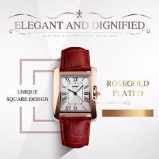 SKMEI Jam Tangan Quartz Analog Wanita Tampilan Retro Bentuk Kotak Tali Kulit PU Warna Merah