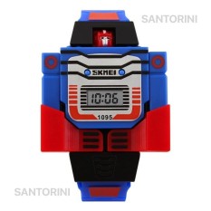 Skmei 1095 Jam Tangan Transformer Mainan Anak Fashion Waterproof Quartz Digital Men Lady Kid Watch - BLUE