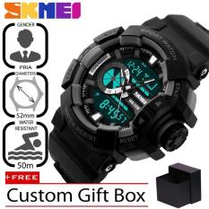 SKMEI 1117 Jam Tangan Pria Sport Analog - Digital Silikon PU 52 mm - Anti Air 50 M Renang - Dual Time Zone
