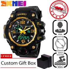 SKMEI 1155 Jam Tangan Pria Sport Analog - Digital Silikon PU 55 mm - Anti Air 50 M Renang - Dual Time Zone