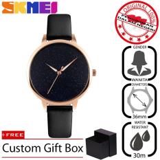 SKMEI 9141 Jam Tangan Wanita Premium Elegant Fashion Analog Kulit 36 mm - Anti Air 30 M - Water Resistant Watches - Gold Black