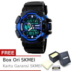 SKMEI Boxer Hitam Biru - Jam Tangan Pria - Strap Karet - 1117 Sport Black Blue + Free BOX ORI SKMEI