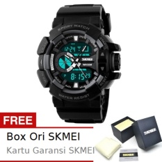 SKMEI Boxer Hitam - Jam Tangan Pria - Strap Karet - 1117 Sport Black + Free BOX ORI SKMEI