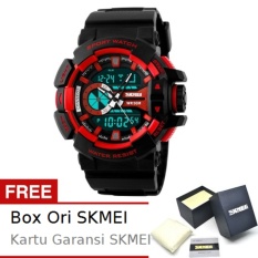 SKMEI Boxer Hitam Merah - Jam Tangan Pria - Strap Karet - 1117 Sport Black Red + Free BOX ORI SKMEI