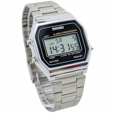 SKMEI Casio Digital Casual Men Stainless Strap Watch Anti Air Water Resistant WR 30m DG1123 Jam Tangan Pria Formal Tali Besi - Silver