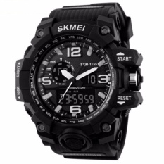 SKMEI Casual Men Rubber Strap Watch Water Resistant Anti Air WR 50m AD1155 Dual Time Jam Tangan Pria Strap Tali Karet Silicone Wristwatch Wrist Watch Sporty Fashion Accessories Trendy Model Baru - Hitam Putih