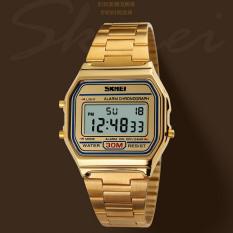 SKMEI Casio Men Women Stainless Strap Watch Water Resistant 30m - Golden