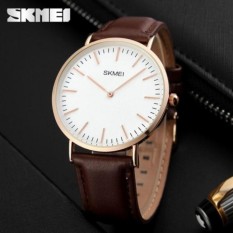 SKMEI Casual Men Watch Anti Air Water Resistant WR 30m 1181C Jam Tangan Analog Pria Wanita Unisex Tali Kulit Leather Strap Aksesoris Fashion Wristwatch Wrist Watch Accessories Fashion Trendy Stylish Elegant Diameter 40mm
