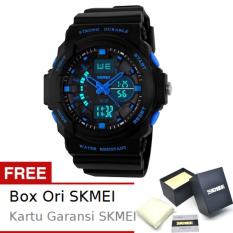 SKMEI Commander Hitam Biru - Jam Tangan Pria - Strap Karet - 0955 Sport Black Blue + Free BOX ORI SKMEI
