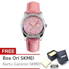 SKMEI Diamond Pink - Jam Tangan Wanita - Tali Kulit - 6911 Fashion Pink + Free BOX ORI SKMEI