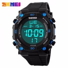 SKMEI Diesel Hitam Biru - Jam Tangan Pria - Strap Karet - 1130 Sport Black Blue + Free Box Jam Tangan Flash