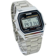 SKMEI Digital Casual Men Stainless Strap Watch Anti Air Water Resistant WR 30m DG1123 Jam Tangan Pria Formal Tali Besi - Silver