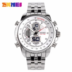 SKMEI Elgrand Putih - Jam Tangan Pria - Rantai Stainless Steel - 0933 Elegant Putih + Free Box Jam Tangan Flash