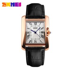 SKMEI Fashion Casual Ladies Leather Strap Watch Water Resistant 30m 1085CL / Jam Tangan Fashion Wanita Bentuk Kotak - Hitam