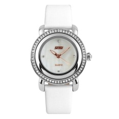 SKMEI Female Putih - Jam Tangan Wanita - Tali Kulit - 9093 Fashion White + Free Box Jam Tangan Flash