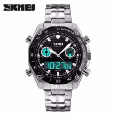 SKMEI Force Hitam - Jam Tangan Pria - Rantai Stainless Steel - 1204 Elegant Black + Free Box Jam Tangan Flash