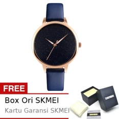 SKMEI Glitter Biru - Jam Tangan Wanita - Tali Kulit - 9141 Fashion Blue + Free BOX ORI SKMEI
