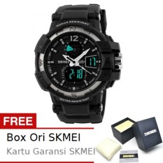 SKMEI Goblin Hitam Silver - Jam Tangan Pria - Strap Karet - 1040 Sport Black Silver + Free BOX ORI SKMEI