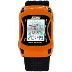 SKMEI 0961B - Jam Tangan Anak - Hitam Orange - Rubber Strap - Speed Car Watch