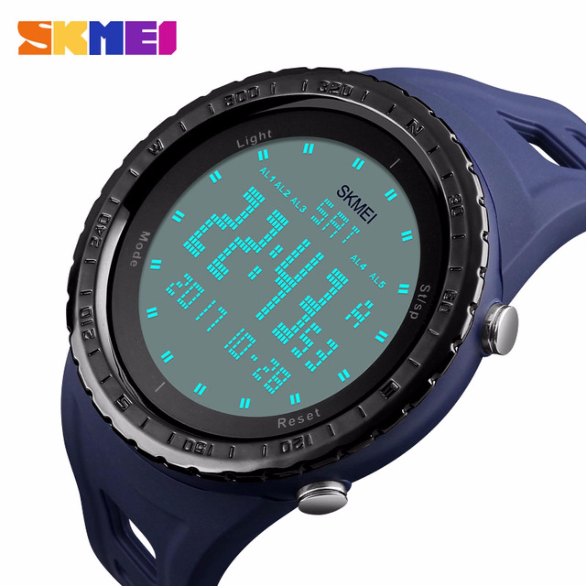 SKMEI Jam Tangan Digital Strap Silicon Day Date Stopwatch - Biru