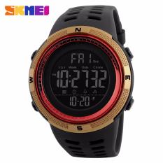 SKMEI Jam Tangan Pria Jam Tangan Analog Stopwatch Countdown Alarm Date EL Light Chrono DG1251 - Hitam Merah Gold