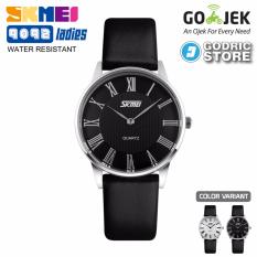 SKMEI Jam Tangan Wanita Cewek Kulit Leather Casual Water Resistant 9092 9092CL Original Anti Air - Hitam