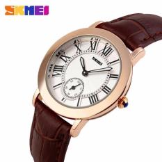 SKMEI Jam Tangan Wanita Fashion Watch Water Resistant Anti Air WR 30m Casual Ladies Leather Strap Tali Kulit 1083CL Accessories Trendy Model Baru - Coklat