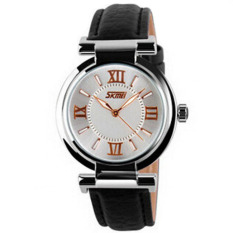 SKMEI Ladies Analog Jam Tangan Wanita Anti Air Water Resistant WR 30m 9075CL Strap Leather Kulit Eldrina Casual Fashion Watch - Hitam