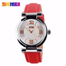 SKMEI Ladies Analog Jam Tangan Wanita Anti Air Water Resistant WR 30m 9075CL Strap Leather Kulit Eldrina Casual Fashion Watch - Merah