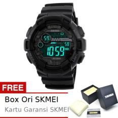 SKMEI Laser Hitam - Jam Tangan Pria - Strap Karet - 1243 Sport Black + Free BOX ORI SKMEI