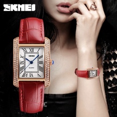SKMEI Merek Watch Fashion Retro Perempuan Jam Tangan Mewah Kulit Tali Wanita Kuarsa Kasual Tahan Air Jam Tangan 1281-Intl