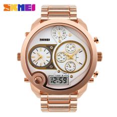 SKMEI Rhino Emas - Jam Tangan Pria - Rantai Stainless Steel - AD1170 Executive Gold + Free Box Jam Tangan Flash