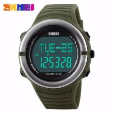 SKMEI S-Shock Heartrate Pedometer Running Sport Watch Anti Air Water Resistant WR 50m DG1111HR Jam Tangan Pria Tali Strap Karet Silicone Olahraga Lari Gym Wristwatch Sporty Design - Hijau Army
