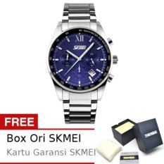 SKMEI Seize Biru - Jam Tangan Pria - Rantai Stainless Steel - 9096 Formal Blue + Free BOX ORI SKMEI