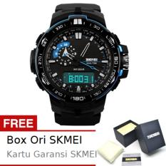SKMEI Shelter Hitam Biru - Jam Tangan Pria - Strap Karet - 1081 Sport Black Blue + Free BOX ORI SKMEI