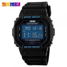 SKMEI Sport Men LED Watch Anti Air Water Resistant WR 50m DG1134 Jam Tangan Pria Tali Strap Karet Silicone Digital Alarm Wristwatch Wrist Watch Fashion Accessories Stylish Trendy Model Baru Sporty Design - Hitam