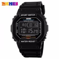 SKMEI Sport Men LED Watch Anti Air Water Resistant WR 50m DG1134 Jam Tangan Pria Tali Strap Karet Silicone Digital Alarm Wristwatch Wrist Watch Fashion Accessories Stylish Trendy Model Baru Sporty Design - Hitam
