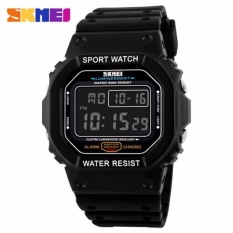 SKMEI Sport Men LED Watch Anti Air Water Resistant WR 50m DG1134 Jam Tangan Pria Tali Strap Karet Silicone Digital Alarm Wristwatch Wrist Watch Fashion Accessories Stylish Trendy Model Baru Sporty Design - Hitam