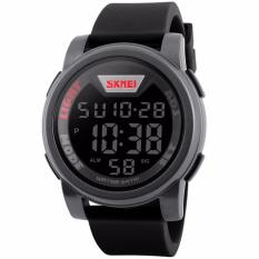 SKMEI Sport Men LED Watch Anti Air Water Resistant WR 50m DG1218 Jam Tangan Pria Tali Strap Karet Digital Alarm Wristwatch Wrist Watch Fashion Accessories Stylish Trendy Model Baru Sporty Design - Abu