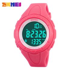 SKMEI Sport Pedometer Digital Running Watch DG1108S Water Resistant Anti Air WR 50m Jam Tangan Olahraga Gym Lari Tali Strap Karet Silicone Sporty Fashion Casual Desain - Pink