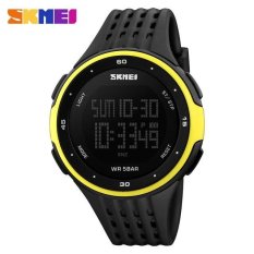 SKMEI Olahraga Fashion Watches Tahan Air LED Digital Militer Watch Pria dan wanita Berenang Pendakian Outdoor Casual PU Tali Arloji -kuning