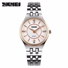 SKMEI Timeless Putih Emas - Jam Tangan Wanita - Rantai Stainless Steel - 1133 Kasual White Gold + Free Box Jam Tangan Flash