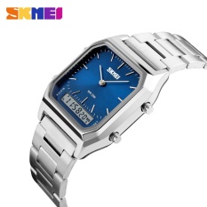 Alarm Chronograph pria busana Casual kuarsa Watch Dual Digital jam tangan EL lampu layar SKMEI Watch 1220 Masculino Relogio - intl