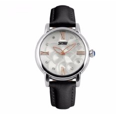 SKMEI Waterproof Luxury Women QUARTZ Arloji Otomatis Camellia Jam Kulit Fashion Datejust Ladies Watch Top Quality (Black1) -Intl