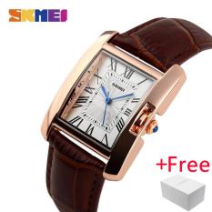 SKMEI Women Quartz Watch Jam Tangan es Luxury Fashion Casual Watch Jam Tangan Leather Strap RoseGold Lady Dress Montre Girls Feminino 1085