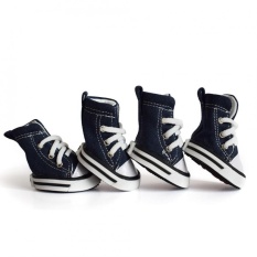 Small Pet 4PCS/Set Anti-slip Fashionable Puppy Dog Walking Shoes (Dark Blue 1) - intl