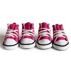 Small Pet 4PCS/Set Anti-slip Fashionable Puppy Dog Walking Shoes (Pink 2) - intl